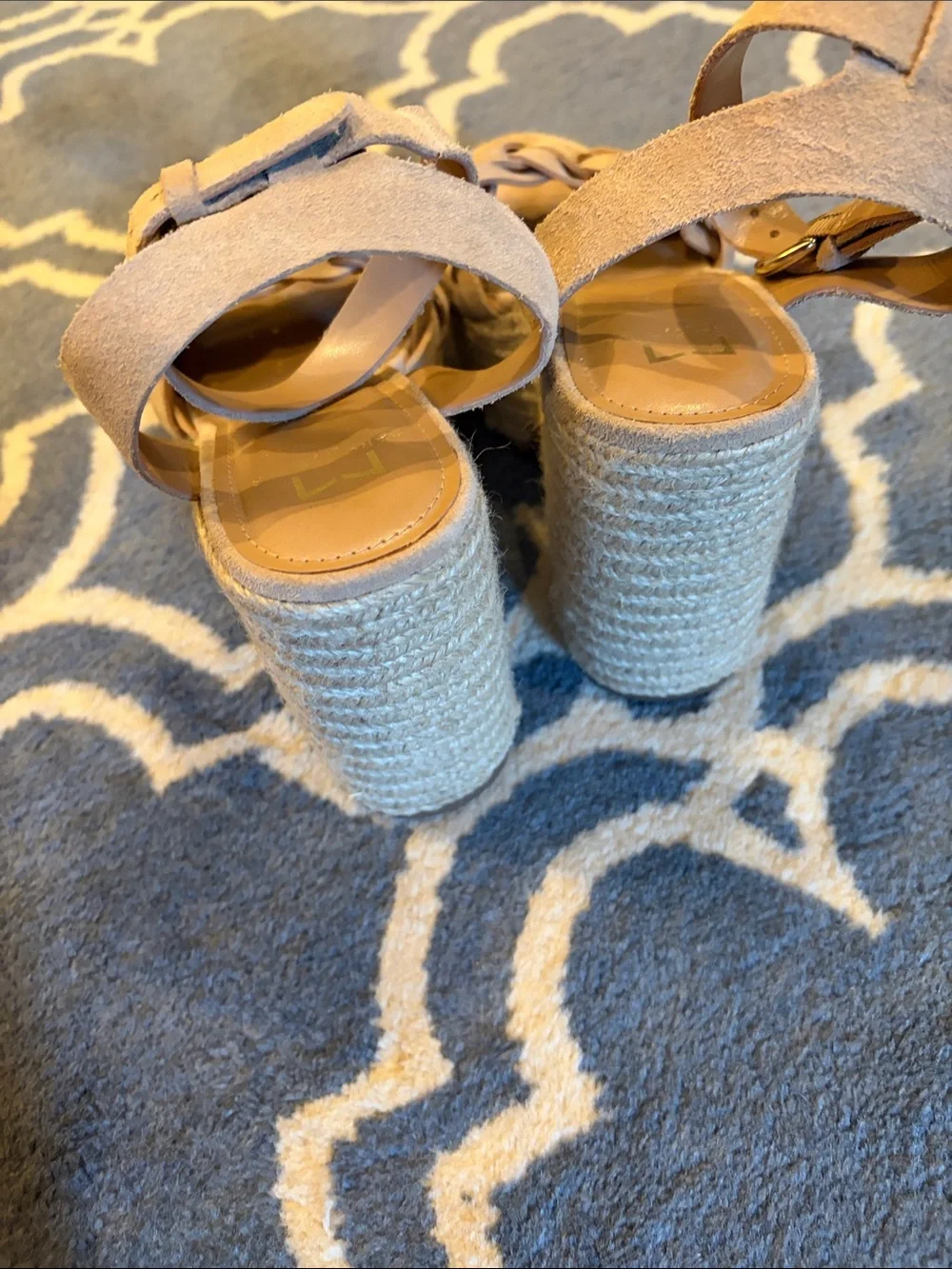 Marc Fisher Braided Tan Suede Wedge Sandals with Ankle Strap